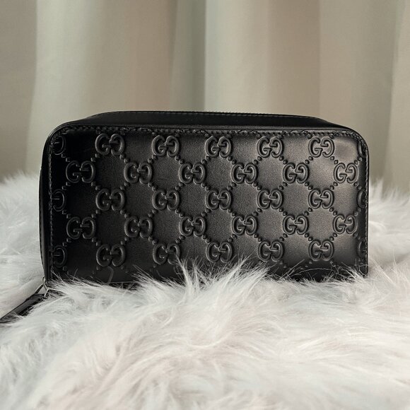 PreOwned Authentic Gucci Guccissima Black Leather Large Wallet Accessories GG - Picture 1 of 10